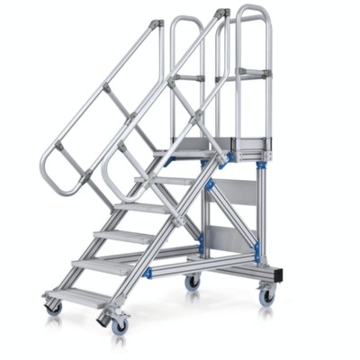Bild von ZARGES Plattformtreppe Ergo Stop 60° 9 Stufen, 1000 mm breit, Höhe 2,25 m