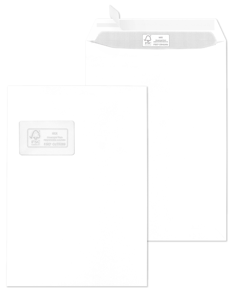 Bild von MAILmedia Versandtasche FSC, DIN C4, mit Fenster, weiß - für den Markt: D / L / A - 1 Stück (A11088FSC)