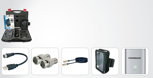 Bild von Schwaiger Satfinder SF9003BTSet (Set, 8-St., Sat Finder BNC-Adapter Anschlusskabel USB Ladekabel Powerbank Tasche), im Transportkoffer, Satellitenerkennung, Satellitenschüssel, für LNBs