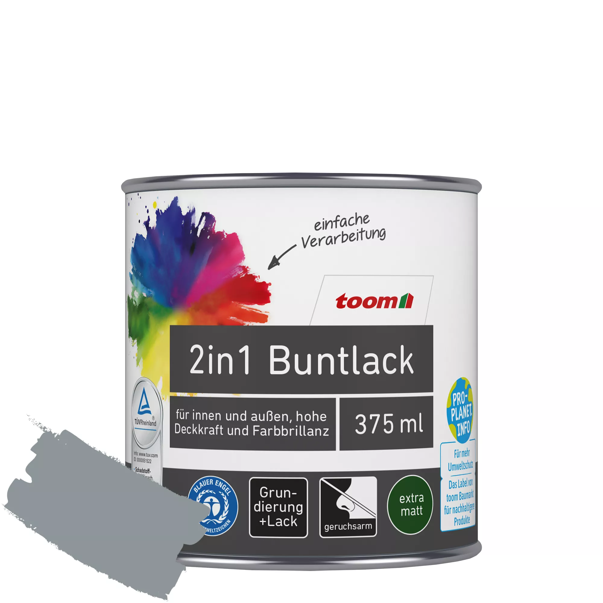 Bild von toom 2in1 Buntlack 'Stadtgeflüster' silbergrau matt 375 ml