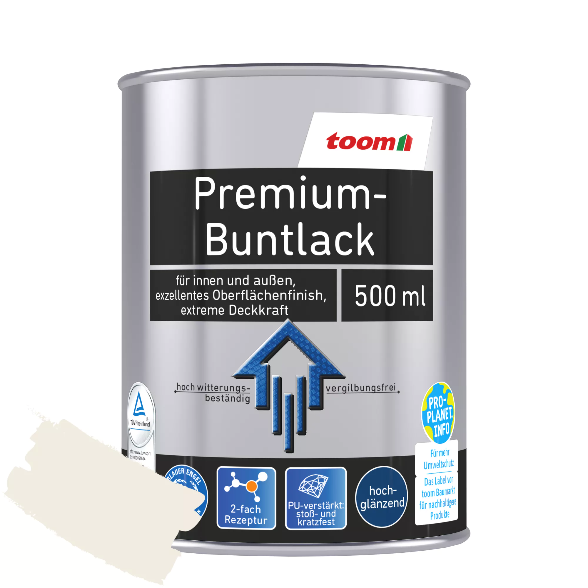 Bild von toom Premium-Buntlack reinweiß glänzend 500 ml