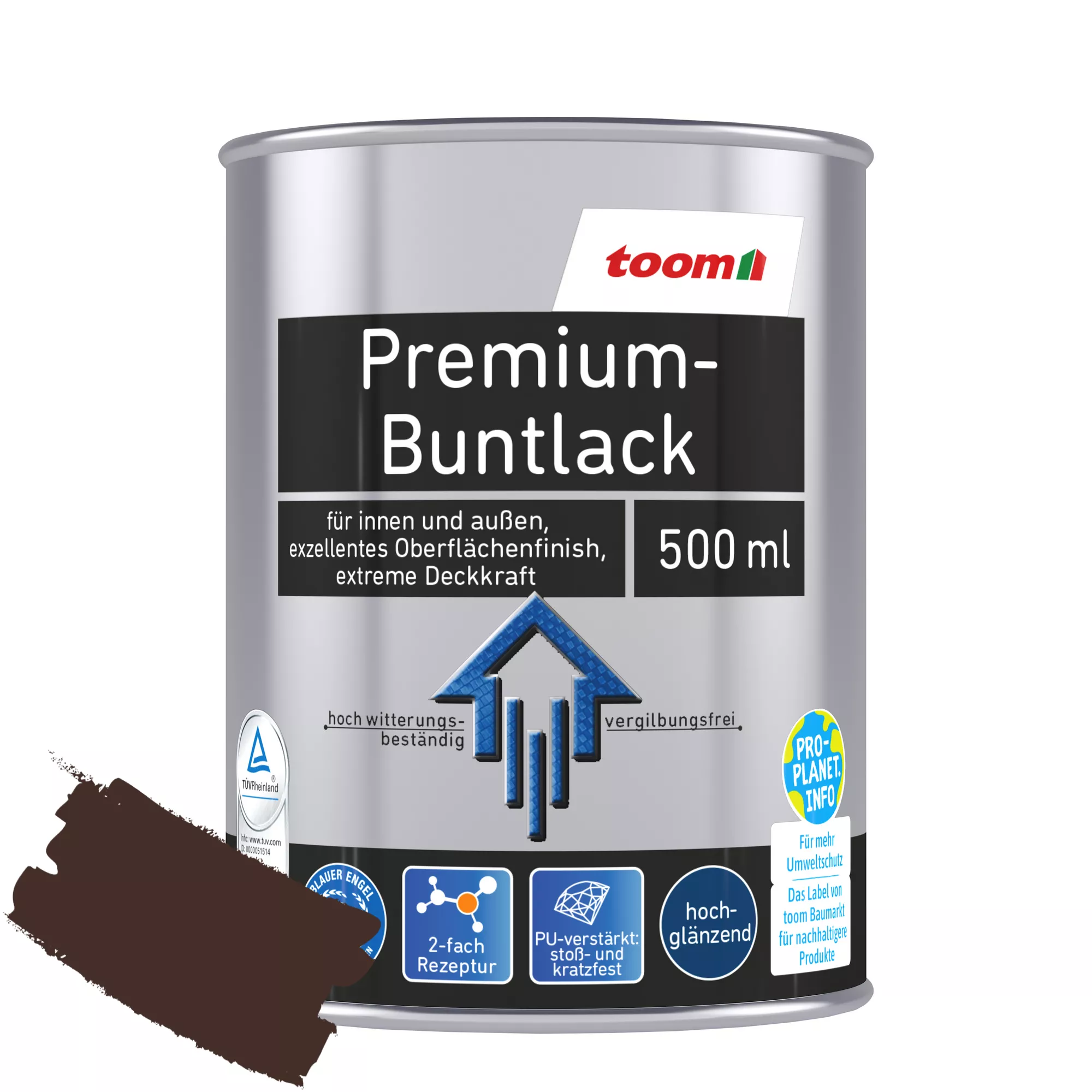 Bild von toom Premium-Buntlack schokobraun glänzend 500 ml
