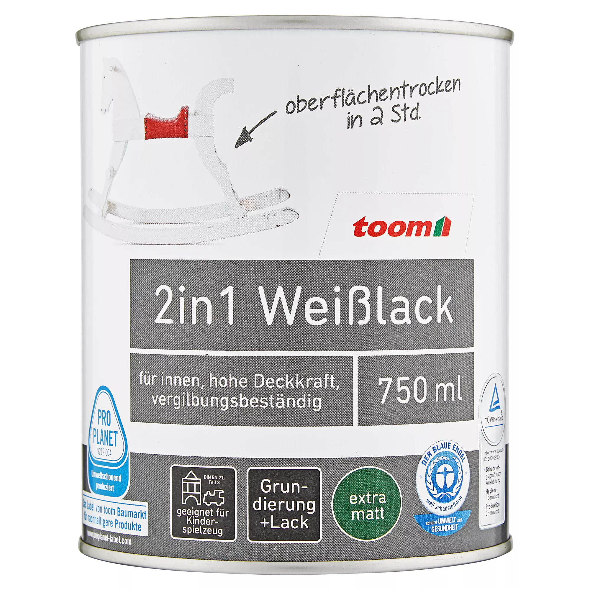 Bild von toom 2in1 Weißlack matt 750 ml
