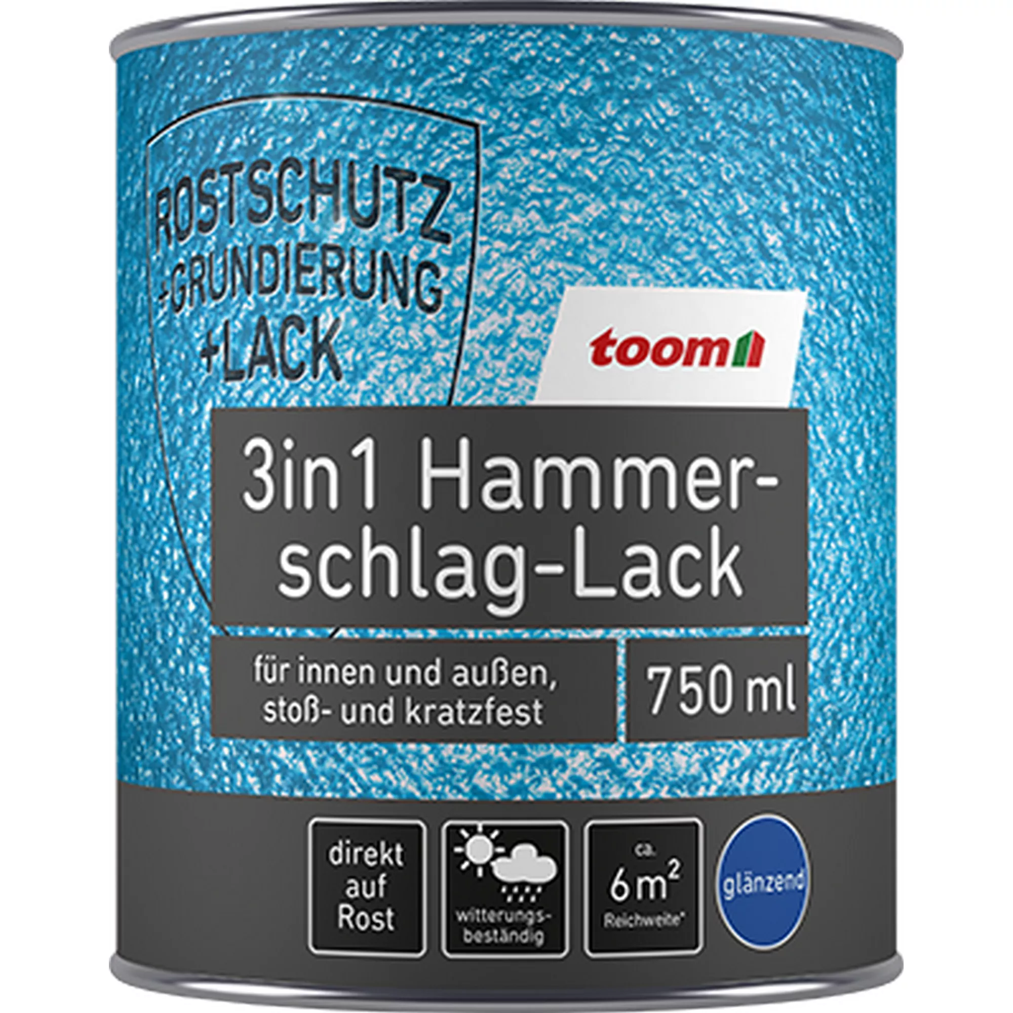 Bild von toom Hammerschlag-Lack silbergrau glänzend 750 ml