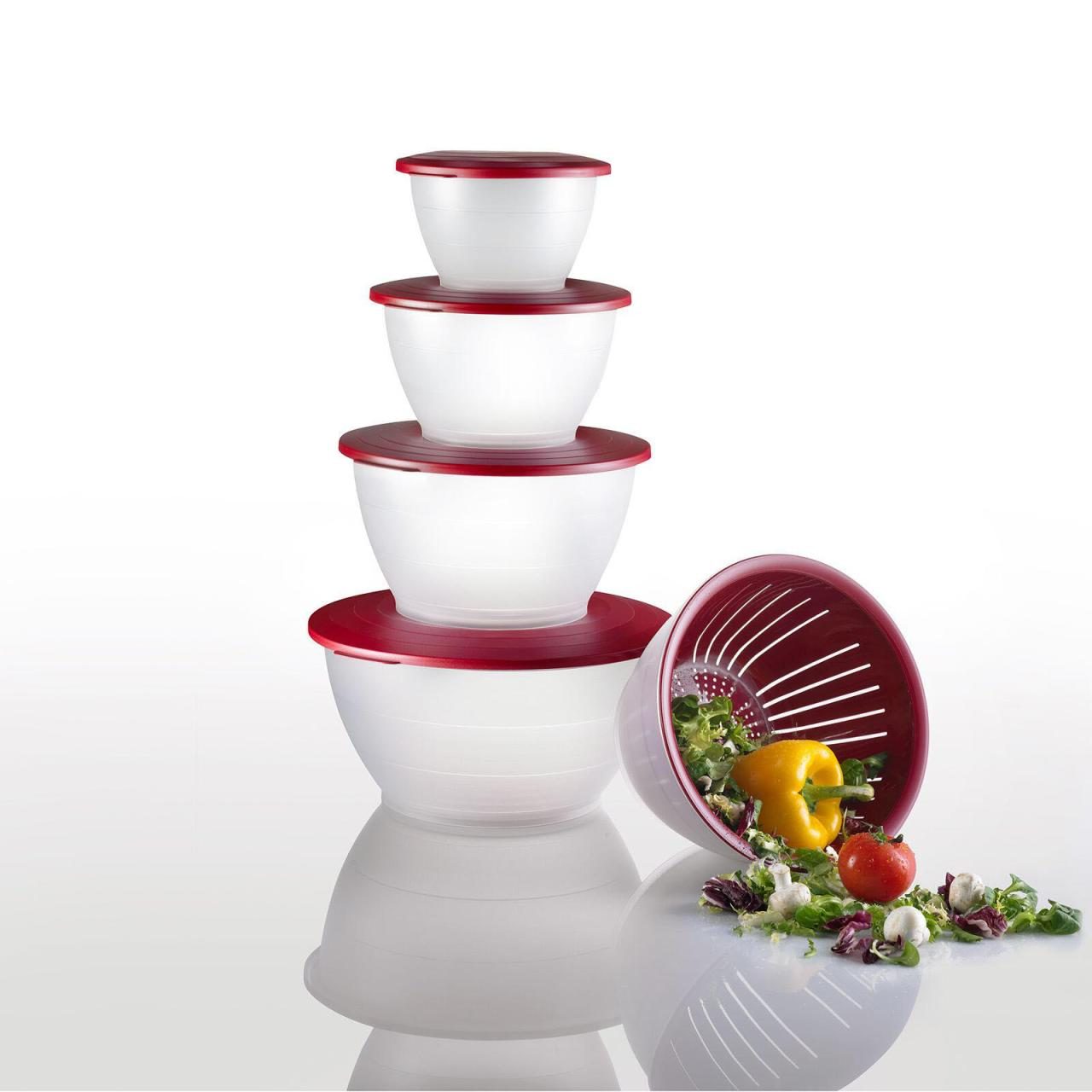 Bild von WESTMARK Olympia Schüssel-Set 0,6/1,3/4,4 l transparent/rot