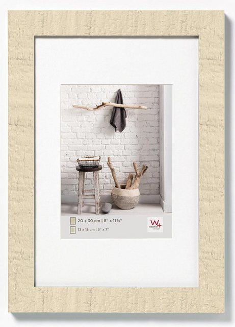 Bild von walther design Bilderrahmen cremeweiss 24 x 30 cm mit Passepartout, Home Holzrahmen HO430W