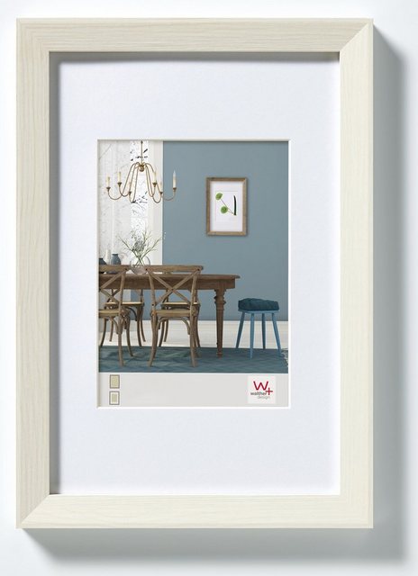 Bild von walther design Bilderrahmen weiss 15 x 20 cm mit Passepartout, Fiorito Holzrahmen EF520W