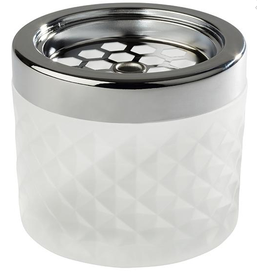 Bild von APS 585 Windaschenbecher, Ascher Aschenbecher, aus verchromtem Metall, gefrostetes Glas, mit Bajonettverschluss, Ø 9,5 cm, 8 cm Höhe, weiß