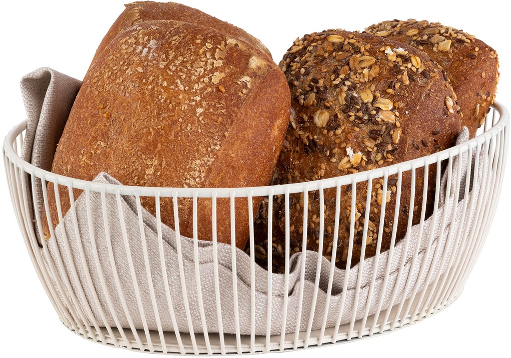 Bild von Brotkorb APS "SVART", weiß (whisper weiß), B:19cm H:8cm L:24cm, Metall, Lebensmittelaufbewahrungsbehälter, 24 x 19 cm, H: 8 cm