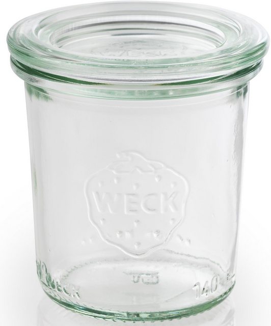 Bild von APS 82312 Original 12er Set WECK Gläser 140 ml mit Deckel, Ø 6 cm, H: 7 cm, Mini-Sturzform mit Glasdeckel, Einmachglas, Dekoglas, Dessertglas, Vorratsglas, spülmaschinengeeignet, GH387, Transparent