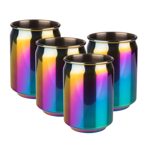 Bild von APS 4er Set Cocktail Becher 350 ml Regenbogen-Look, Edelstahl