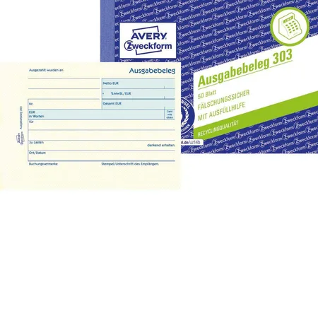 Bild von Avery Zweckform Formularblock Formularbuch Ausgabebeleg A6 50 Blatt mit Ausfüllhilfe