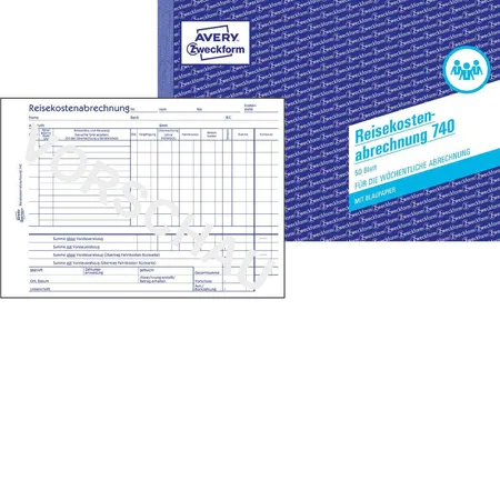 Bild von Avery Zweckform 740 Reisekostenabrechnung, für wöchentliche Abrechnung, A5 quer, mit Blaupapier, 50 Blatt