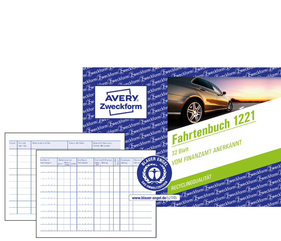 Bild von Avery Zweckform Formularblock Fahrtenbuch PKW A6 quer RC 64 Seiten (für 310 Fahrten)