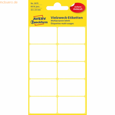 Bild von 10 x Avery Zweckform Mini-Organisations-Etiketten 32x23 mm 6 Blatt/60