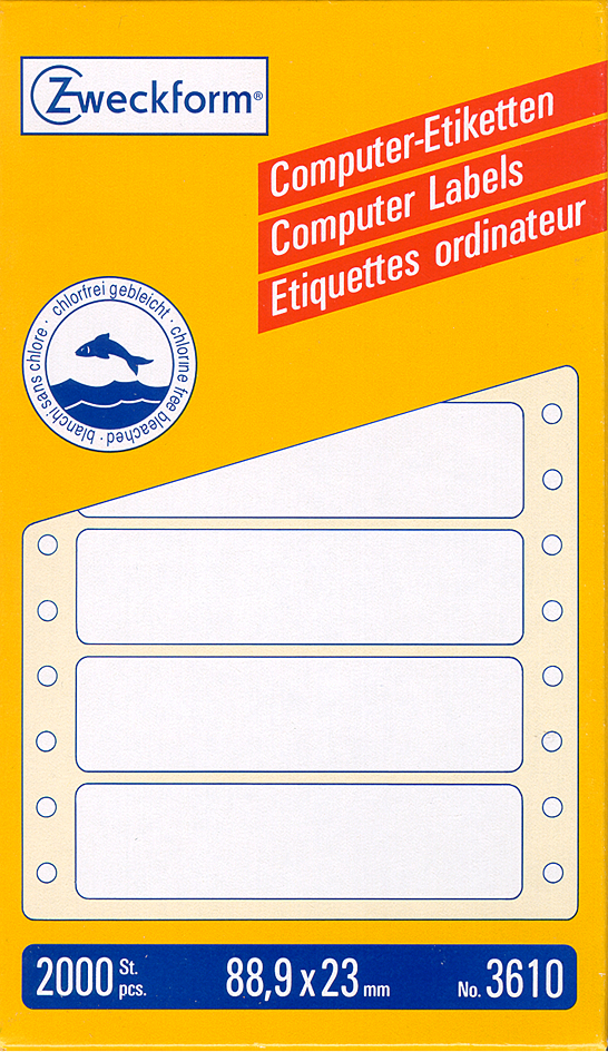 Bild von Avery Zweckform 3615 Computer Etiketten 88,9 x 35,7 mm, 1 Pack/4.000 Etiketten, weiß