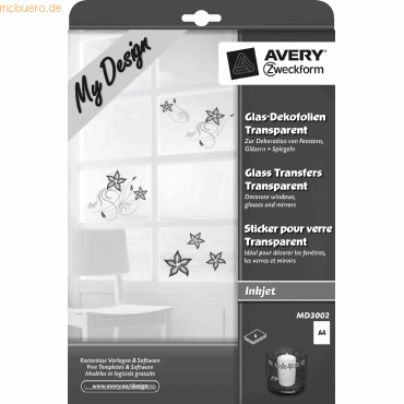 Bild von Avery Zweckform Organizer Avery-Zweckform My Design Glas MD3002 Deko-Glasfolie DIN A4 Tintenstra