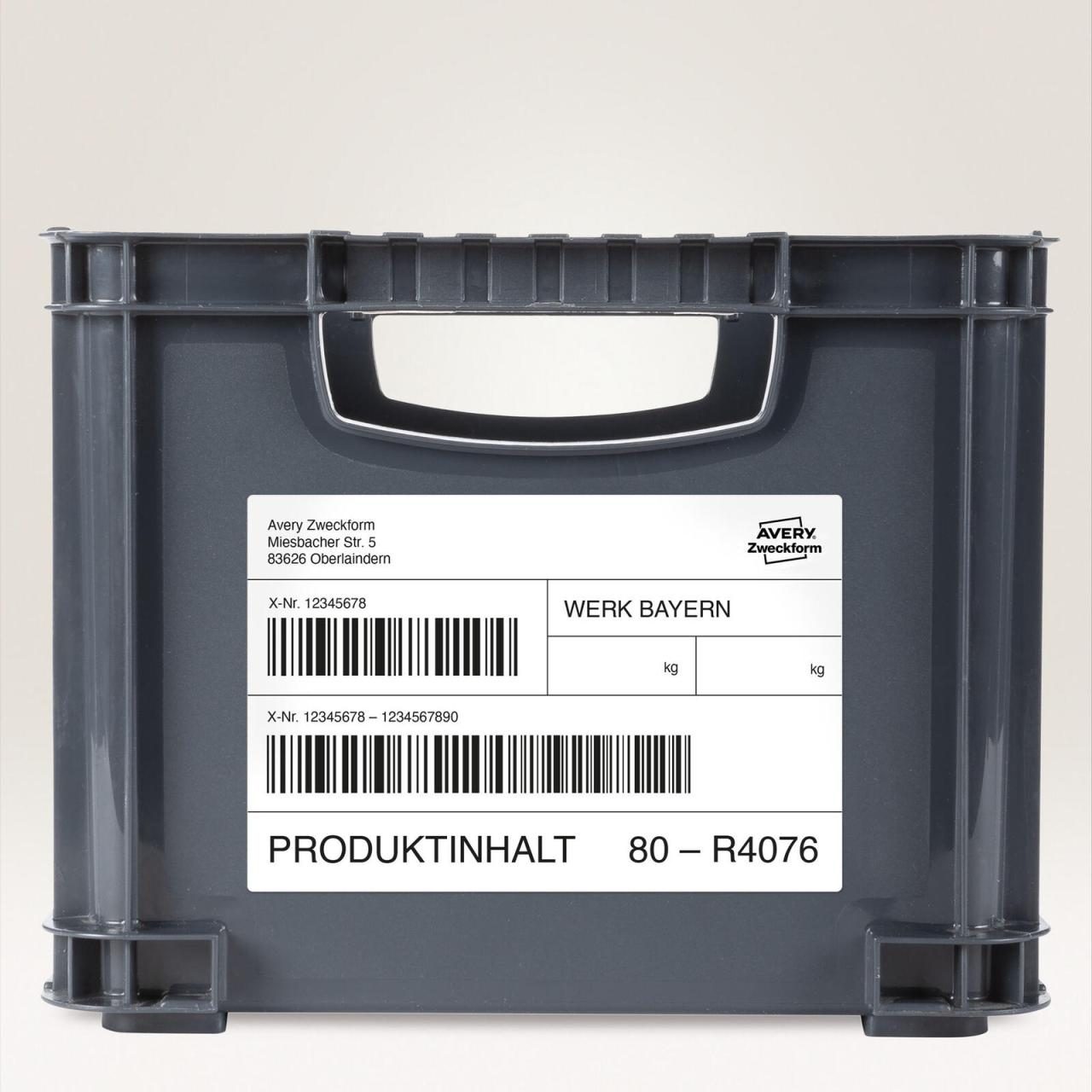 Bild von AVERY Zweckform L4717REV-20 Wetterfeste Folienetiketten (40 Aufkleber, 210x148mm auf A4, selbstklebend, wasserfest, wiederablösbar, strapazierfähig, bedruckbare Outdoor Klebefolie) 20 Blatt, weiß