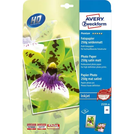 Bild von Avery Zweckform 2559-20 Premium Inkjet Fotopapier, DIN A4, einseitig beschichtet, 250 g/m², 20 Blatt