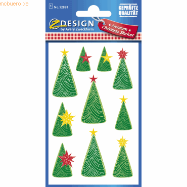 Bild von Avery Zweckform Z-Design 52893, Weihnachtssticker, Weihnachtsbaum, 10 Aufkleber