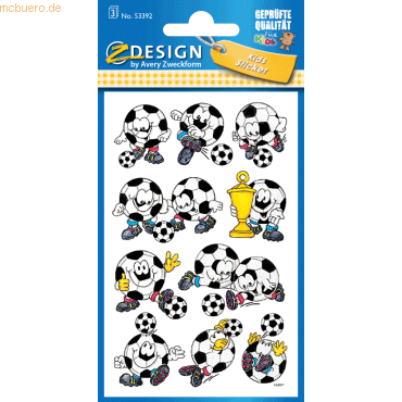 Bild von Avery Zweckform Z-Design Kinder Sticker, Fußbälle, 3 Bogen/30 Sticker