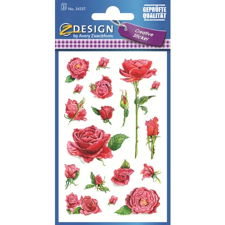 Bild von Avery Zweckform Z-Design Deko Sticker, Rosen, 3 Bogen/54 Sticker