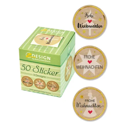 Bild von AVERY Zweckform 56827 Aufkleber Weihnachten 50 Stück (Ø38mm, Weihnachtssticker rund, Frohe Weihnachten, selbstklebend, Deko Weihnachten, Geschenke, Karten, Tüten, Basteln) Sticker auf Rolle, 56927