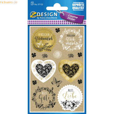 Bild von 10 x Z-Design Creative Papier-Sticker Naturlook -Glückwunsch- 15 Motiv