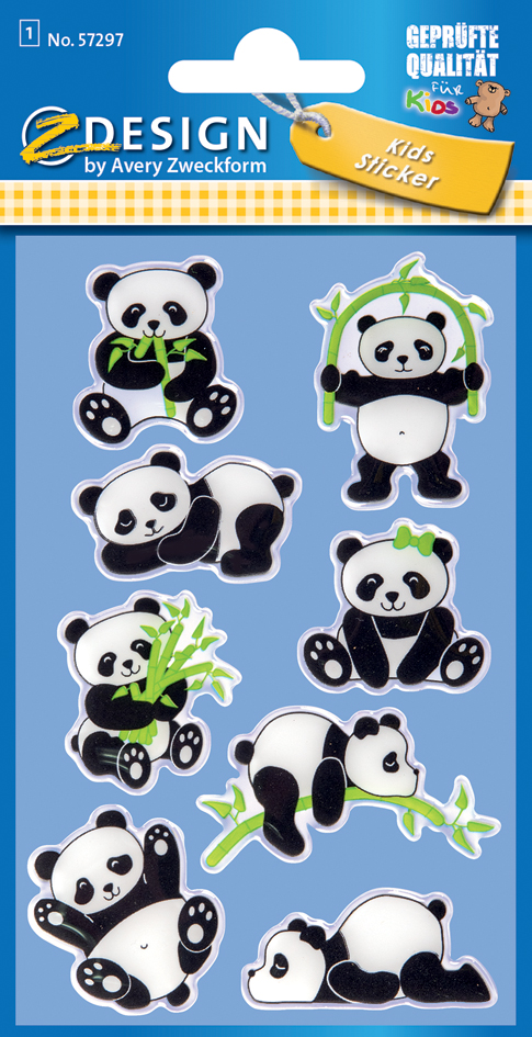 Bild von 10 x Avery Zweckform Glossy Sticker Panda 8 Stück bunt 1 Bogen