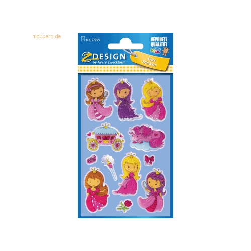 Bild von Avery Zweckform Glossy Sticker Prinzessin – 12 Stück im Bogen