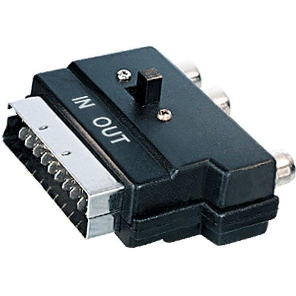 Bild von Hapena DS21 CK3S(68900) (3x Cinch (RCA), Scart, 10 cm), Data + Video Adapter, Schwarz