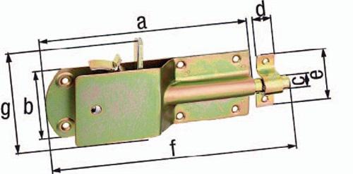 Bild von GAH, Baubeschläge + Holzverbinder, Sicherheits-Stallriegel Länge 200 mm Breite 125 mm Stahl galvanisch gelb verzinkt (Sicherheitsriegel, 1 Stk.)