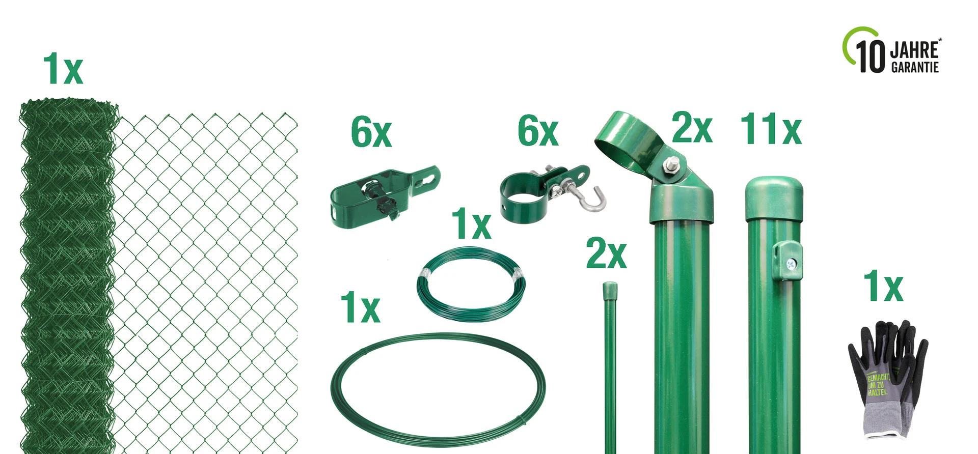 Bild von Gust. Alberts GmbH & Co. KG Set Maschendrahtzaun zum Einbetonieren, Breite: 2500cm, grün - gruen