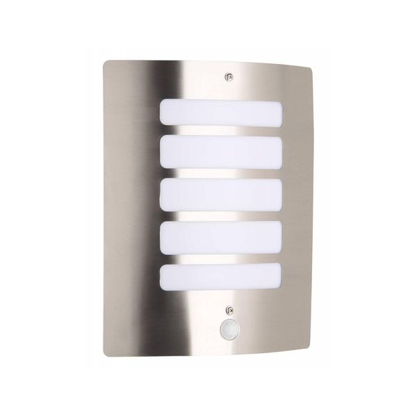 Bild von BRILLIANT Lampe Todd Außenwandleuchte Bewegungsmelder edelstahl 1x A60, E27, 60W, geeignet für Normallampen (nicht enthalten) IP-Schutzart: 44 - spritzwassergeschützt