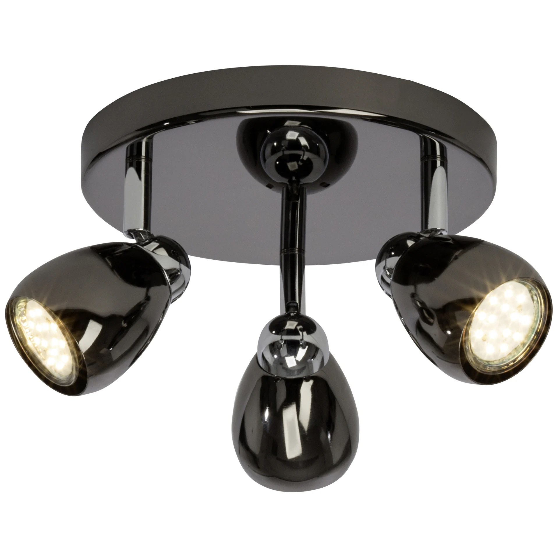 Bild von BRILLIANT Lampe Milano LED Spotrondell 3flg chrom/schwarz chrom | 3x LED-PAR51, GU10, 3W LED-Reflektorlampen inklusive, (250lm, 3000K) | Köpfe schwenkbar