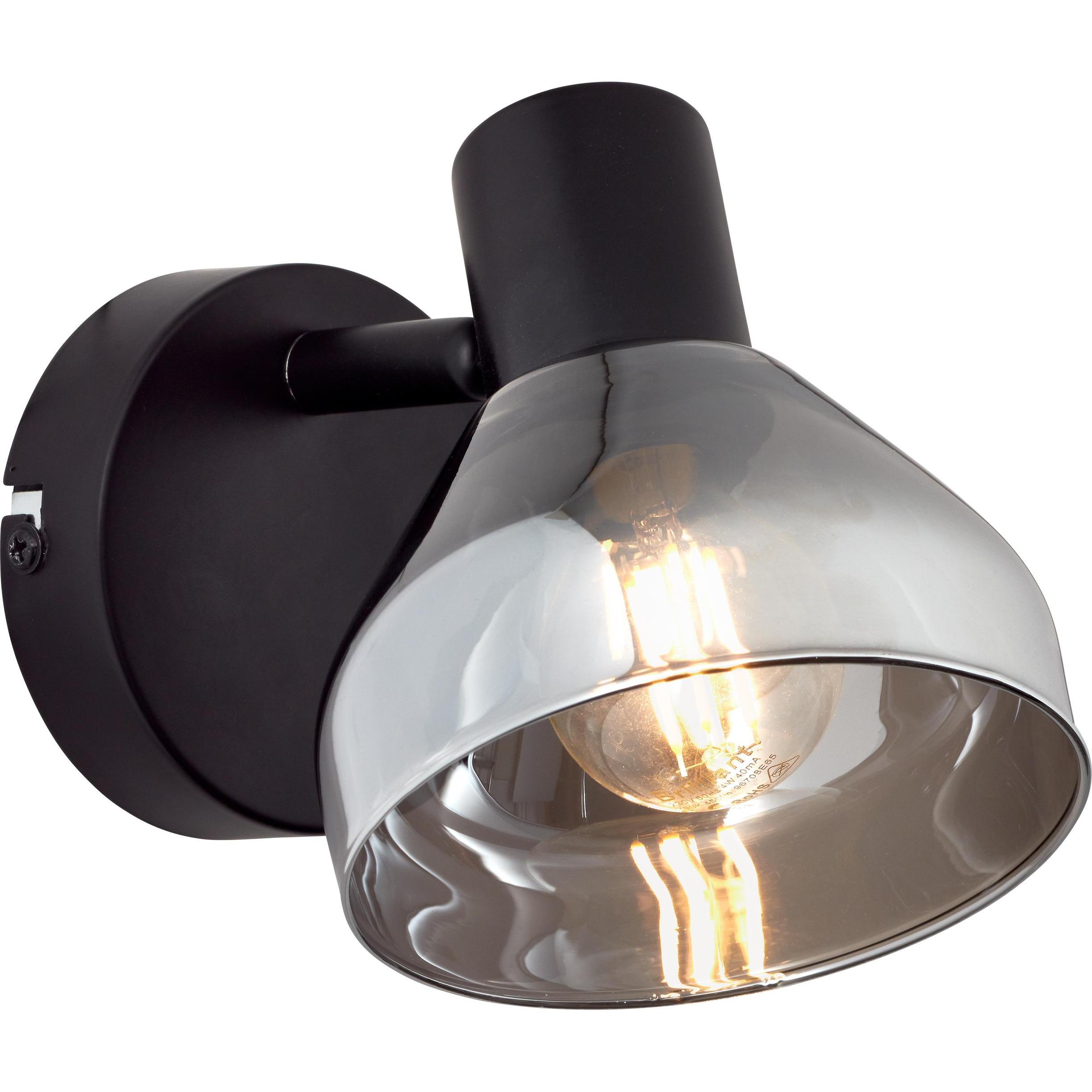 Bild von Wandleuchte Reflekt in Schwarz-matt und Rauchglas E14
