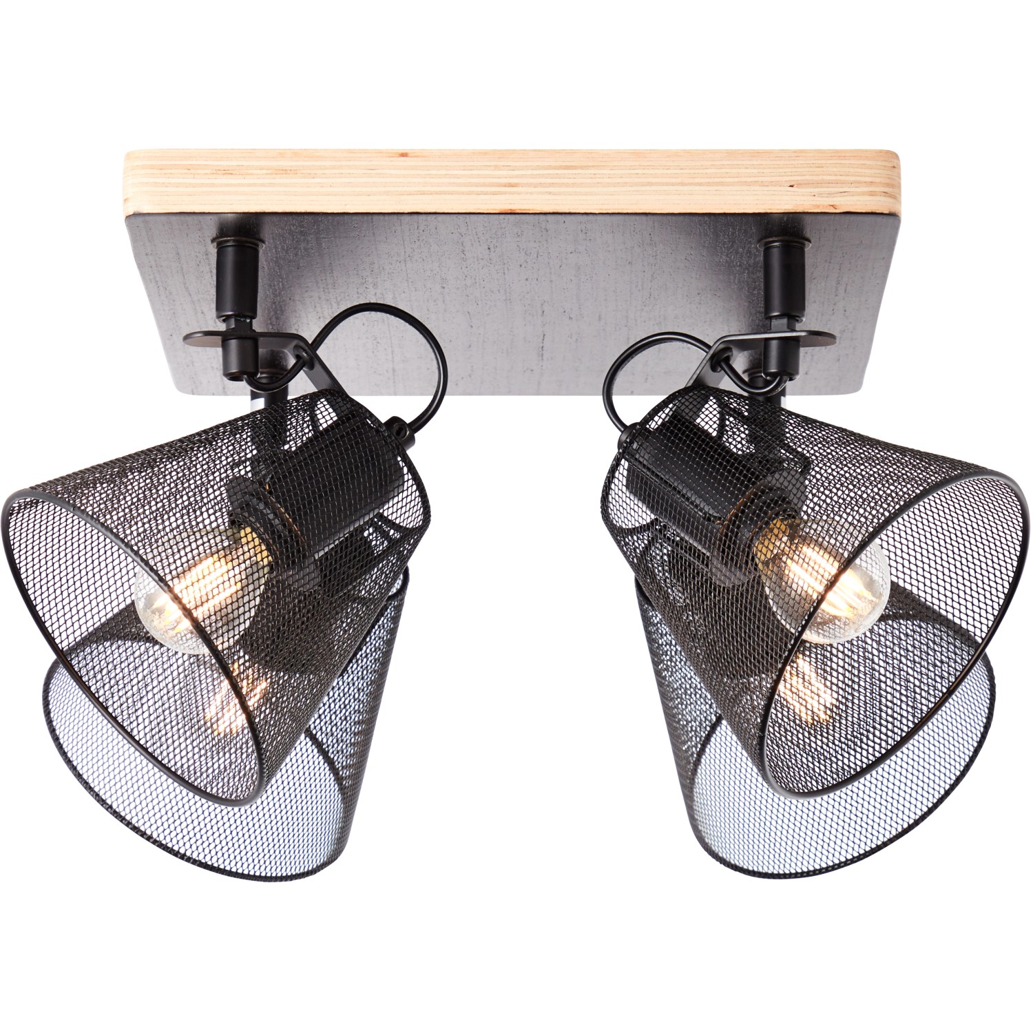 Bild von BRILLIANT Lampe, Whole Spotplatte 4flg schwarz/holzfarbend, Metall/Holz, 4x D45, E14, 40W,Tropfenlampen (nicht enthalten)