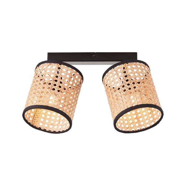 Bild von Brilliant Deckenleuchte Wiley, Lampe, Wiley Spotbalken 2flg holz hell/schwarz, 2x D45, E14, 60W, Köpf