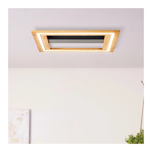 Bild von LED Deckenleuchte Rhea in Natur und Schwarz 24W 3000lm