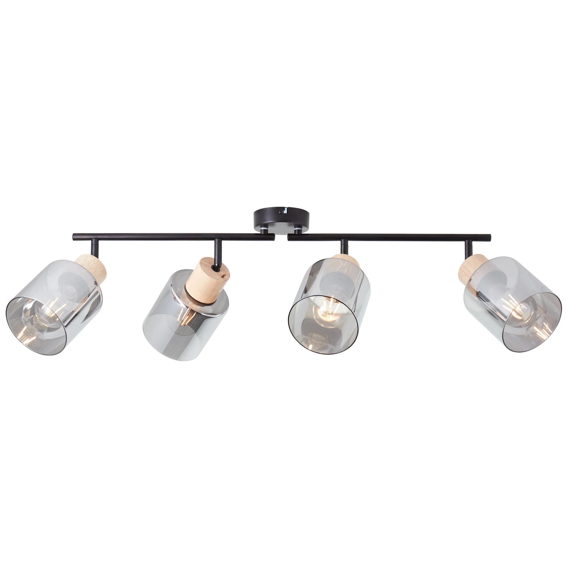 Bild von Brilliant Weald Spotrohr 4flg schwarz/rauch/holz Metall/Glas/Holz 4x A55, E27, 40 W, Geeignet für Normallampe (nicht enthalten)