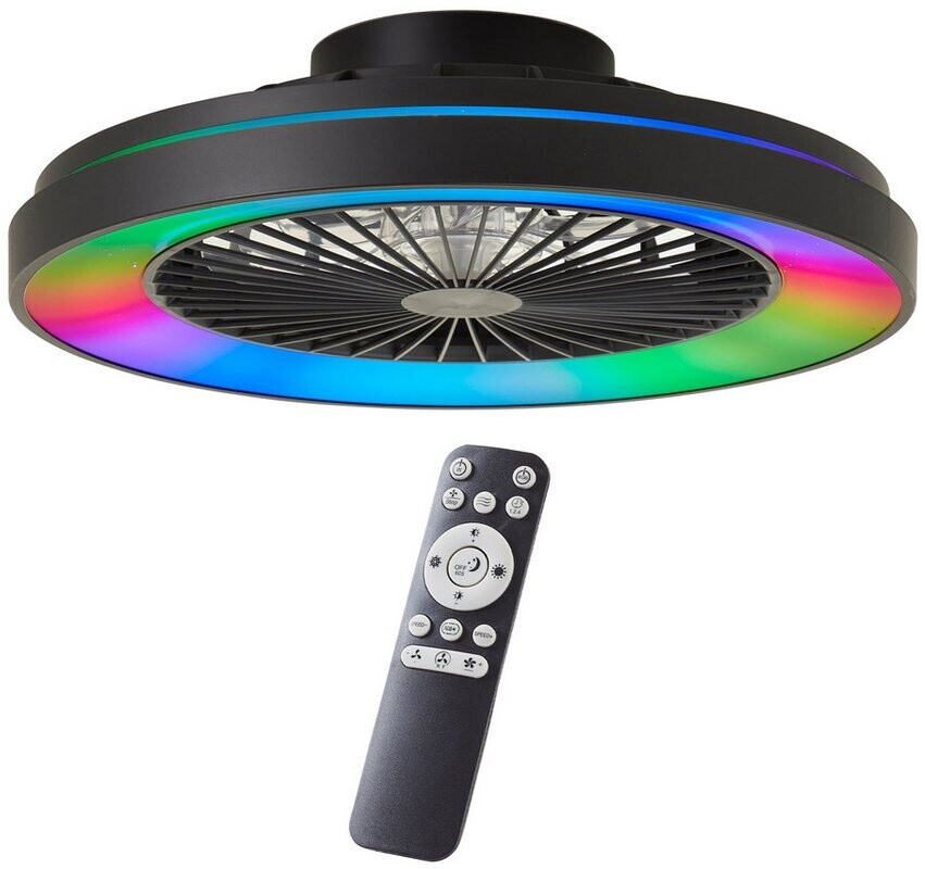 Bild von Brilliant Deckenleuchte Mazzaro, CCT - über FernbedienungDimmfunktionNachtlichtfunktionTimerfunktion, warmweiß - kaltweiß, Mazzaro Deckenleuchte 48,5cm mit Ventilator schwarz Metall schwarz