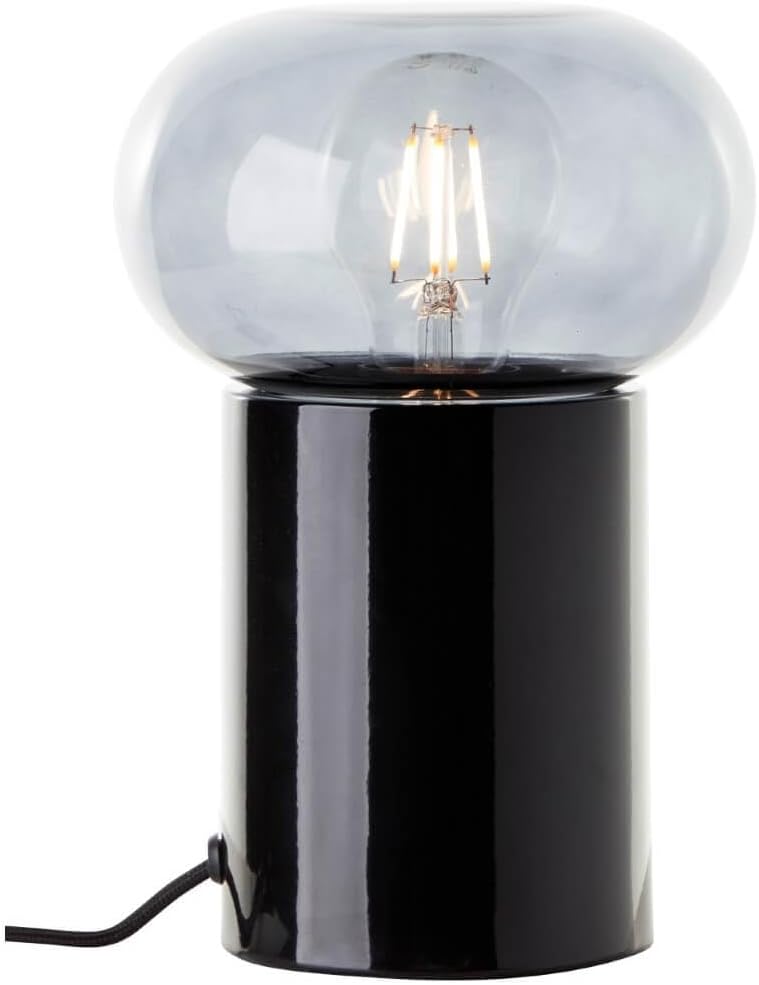 Bild von Brilliant Tischleuchte Knut, ohne Leuchtmittel, mit Rauchglas, 22 cm Höhe, E27, schwarz matt