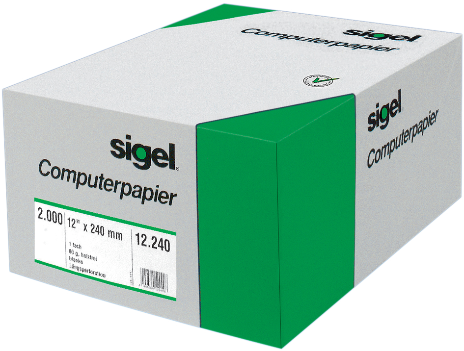 Bild von Sigel DIN-Computer paper - Perforiertes Papier, einfach - 101,6 x 240 mm - 70 g/m2 - 3000 Blatt (04241)