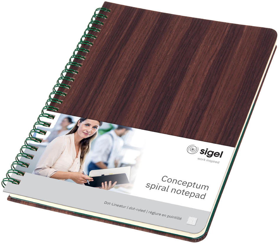 Bild von Sigel Spiralblock Conceptum CO675 Hardcover Braun DIN A5 Dot-Lineatur (punktkariert) Anzahl der Blätter: 160 (CO675)