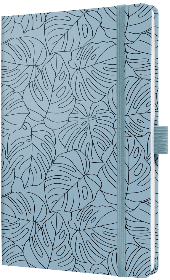 Bild von SIGEL JN353 Notizbuch Tagebuch Jolie, ca. A5, liniert, Hardcover, Gummiband, Stifteschlaufe, Einstecktasche, hellblau/schwarz, aus nachhaltigem Papier