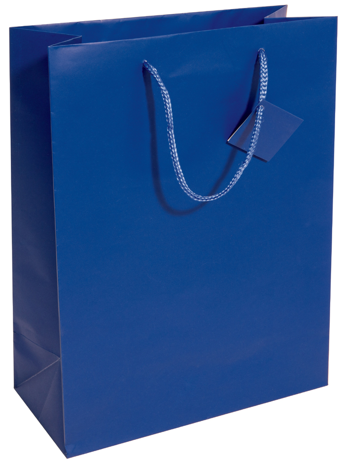 Bild von Sigel, Geschenkverpackung, Geschenktüte, mit Mattlack, Grösse: L, ultramarinblau aus Papier, 157 g/qm, mit Geschenkanhänger & f (Geschenktüte, 1 x)