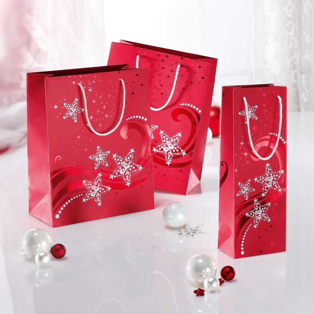 Bild von Sigel, Geschenkverpackung, GT109 Rot Silber Papiertüte (Geschenktüte, 1 x)