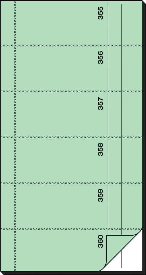Bild von 5 x Sigel Bonbuch 360 Abrisse 105x200mm 65g/qm hellgrün mit Blaupapier
