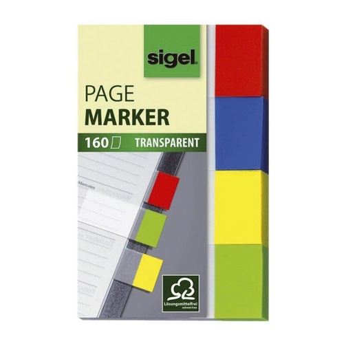 Bild von Page Marker Transparent - 50 x 20 mm, sortiert, 4x 40 Streifen, grün, gelb, blau, rot