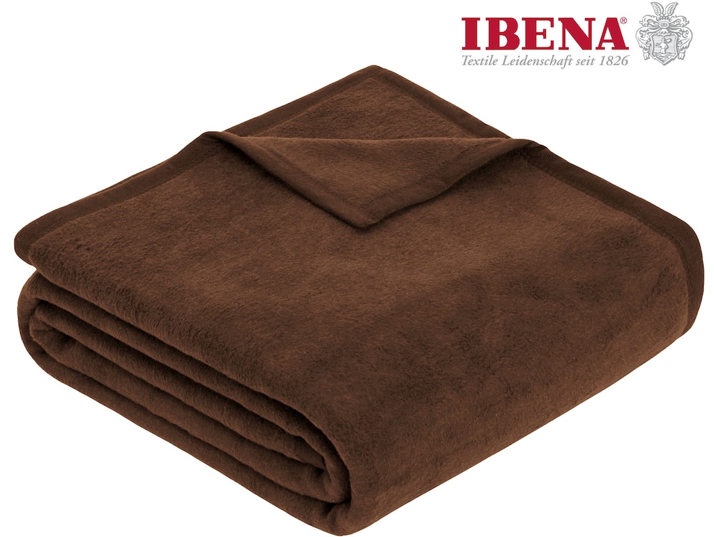 Bild von Ibena Porto Decke 150x200 cm – Baumwollmix weich, warm & waschbar, Kuscheldecke braun einfarbig